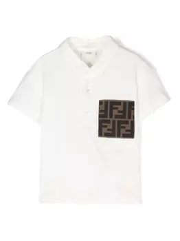 Рубашка поло с монограммой Fendi Kids, белый