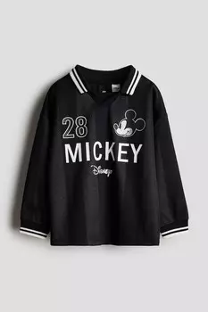 Рубашка поло с мотивным принтом H&M, черный