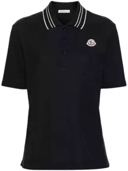 Рубашка поло с нашивкой-логотипом MONCLER, черный