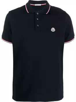Рубашка поло с нашивкой-логотипом Moncler, синий