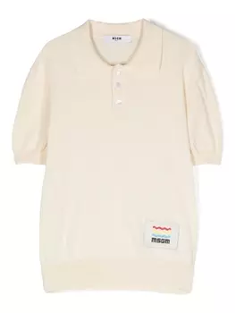 Рубашка поло с нашивкой-логотипом MSGM Kids, бежевый