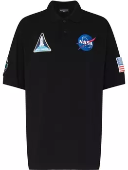 Рубашка поло с нашивкой Nasa Balenciaga, черный