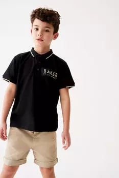 Рубашка-Поло с нейлоновыми вставками Baker By Ted Baker, черный