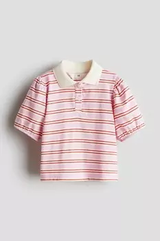 Рубашка-Поло с объемными рукавами H&M, розовый