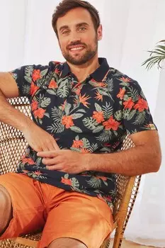 Рубашка-Поло с органическим принтом Sarat Weird Fish, синий