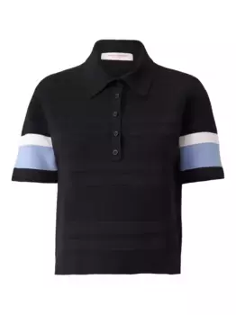 Рубашка поло с отделкой в полоску Carolina Herrera, черный