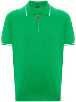 Рубашка поло с отделкой в полоску Kiton, зеленый