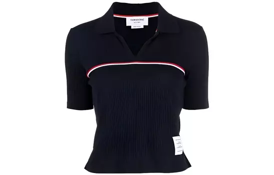 Рубашка-поло с отделкой в полоску Rwb THOM BROWNE, темно-синий