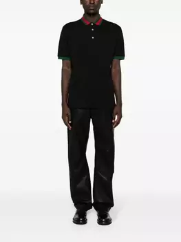 Рубашка поло с отделкой Web Gucci, черный