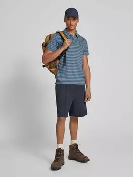 Рубашка поло с полосатым узором и вышитыми этикетками camel active, синий