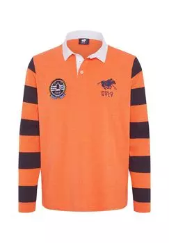 Рубашка-поло с полосками и длинными рукавами POLO SYLT, цвет Shocking Orange