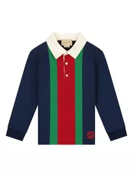 Рубашка-поло с полосками Web Gucci Kids, синий