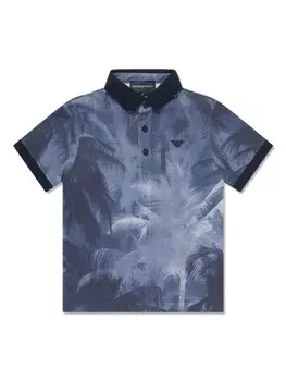 Рубашка поло с принтом Emporio Armani Kids, синий