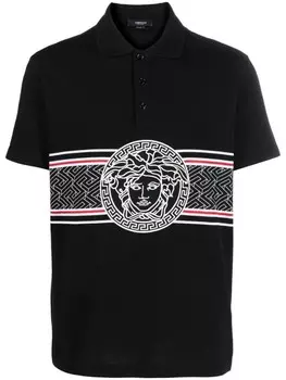 Рубашка поло с принтом Medusa Versace, черный