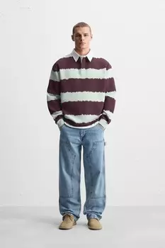 Рубашка-поло с принтом tie-dye strip ZARA, разноцветный