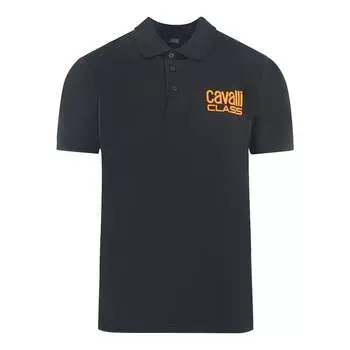 Рубашка-Поло с ярким логотипом бренда Cavalli Class, черный
