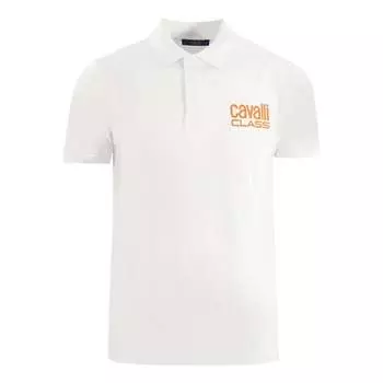 Рубашка-Поло с ярким логотипом бренда Cavalli Class, белый