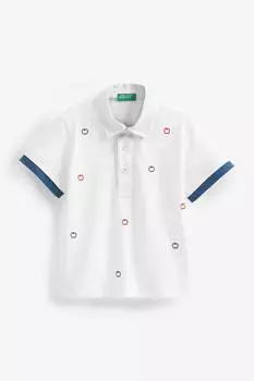 Рубашка-Поло с рисунком Benetton, белый