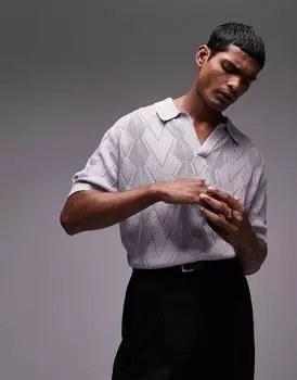 Рубашка поло с серым ромбовидным узором Topman