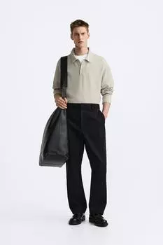 Рубашка поло с текстурированной структурой ZARA, светло-серый