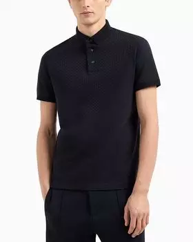 Рубашка-поло с текстурированным жаккардовым переплетением Emporio Armani, синий