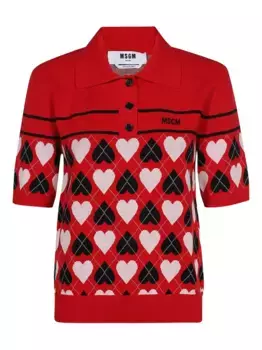 Рубашка поло с узором MSGM, красный