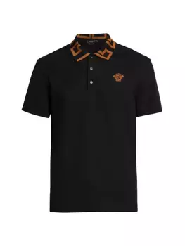 Рубашка-поло с воротником греческого цвета Versace, цвет black caramel