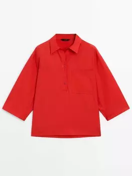 Рубашка-Поло с воротником Massimo Dutti, красный