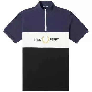 Рубашка-Поло с воротником-воронкой и молнией Fred Perry, синий