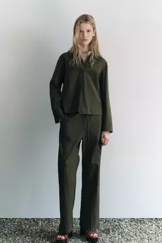 Рубашка поло с воротником ZARA, хаки