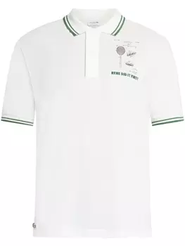 Рубашка поло с вышитой надписью Lacoste, белый