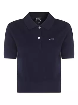 Рубашка поло с вышитым логотипом A.P.C., синий