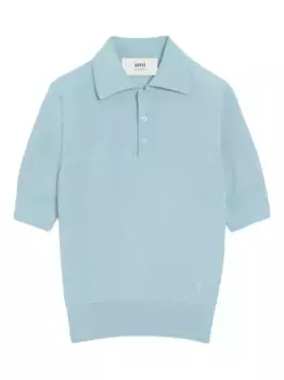 Рубашка поло с вышитым логотипом AMI Paris, синий