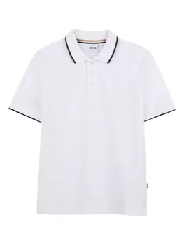 Рубашка поло с вышитым логотипом BOSS Kidswear, белый