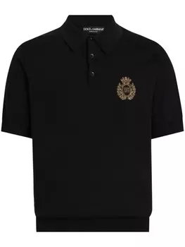 Рубашка поло с вышитым логотипом Dolce & Gabbana, синий