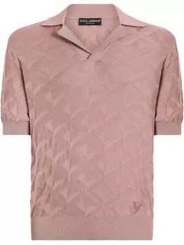 Рубашка поло с вышитым логотипом Dolce & Gabbana, розовый