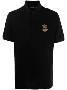 Рубашка поло с вышитым логотипом DOLCE & GABBANA, черный