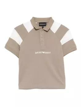Рубашка поло с вышитым логотипом Emporio Armani Kids, коричневый