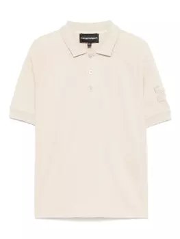Рубашка поло с вышитым логотипом Emporio Armani Kids, нейтральный
