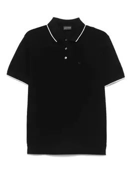 Рубашка поло с вышитым логотипом Emporio Armani, черный