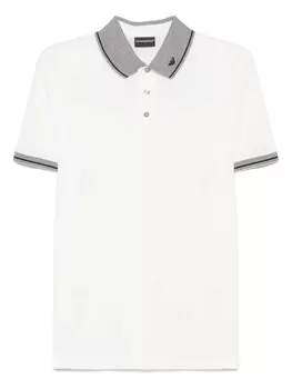 Рубашка поло с вышитым логотипом Emporio Armani, белый