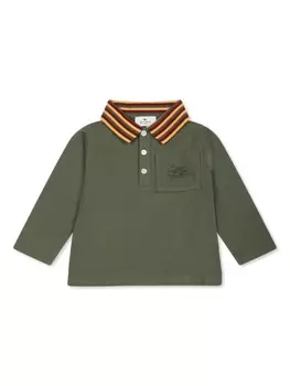 Рубашка поло с вышитым логотипом ETRO KIDS, зеленый