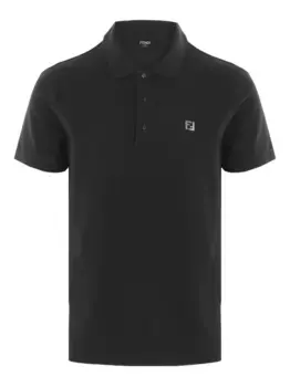 Рубашка поло с вышитым логотипом FENDI, черный