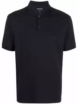 Рубашка поло с вышитым логотипом Giorgio Armani, синий