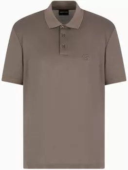 Рубашка поло с вышитым логотипом Giorgio Armani, нейтральный