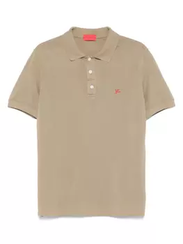 Рубашка поло с вышитым логотипом Isaia, коричневый