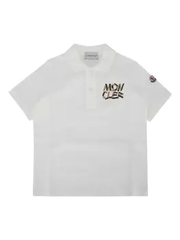 Рубашка поло с вышитым логотипом Moncler Enfant, белый
