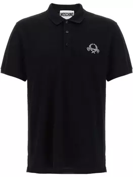 Рубашка поло с вышитым логотипом Moschino, черный