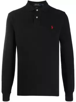 Рубашка поло с вышитым логотипом POLO RALPH LAUREN, черный