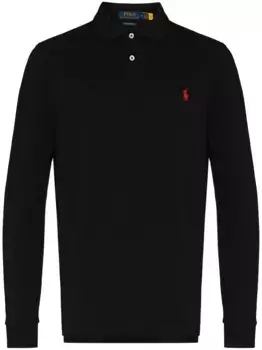 Рубашка поло с вышитым логотипом POLO RALPH LAUREN, черный